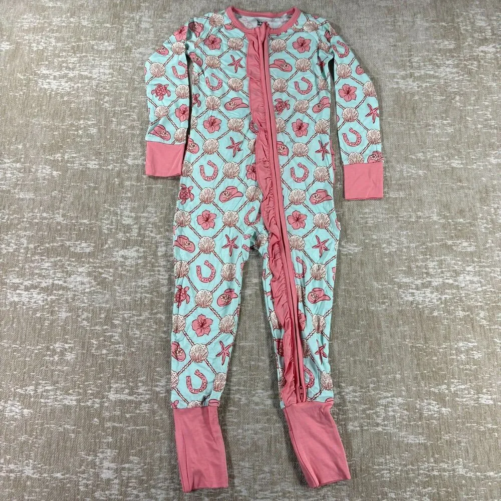 Dream Big Little Co. Coastal Cowgirl Ruffle Romper Pajama 18-24M NWOT